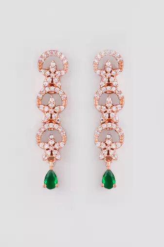 Rose gold-plated ad stone-studded handcrafted red jewellery set