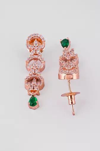 Rose gold-plated ad stone-studded handcrafted red jewellery set