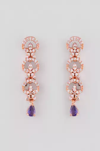 Rose gold-plated ad stone-studded handcrafted red jewellery set