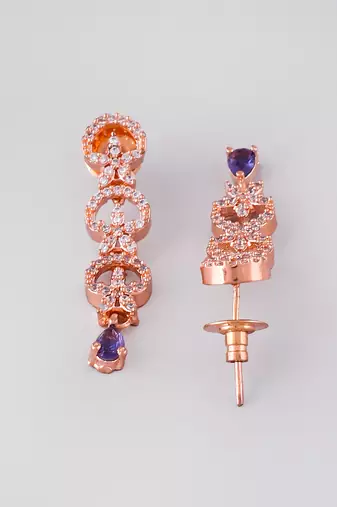 Rose gold-plated ad stone-studded handcrafted red jewellery set