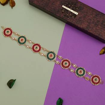 Maroon & green color matha patti (sheesh phool) 2