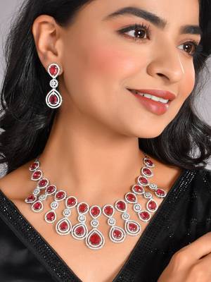 Silver-plated ad stone-studded handcrafted emerald jewellery set 1