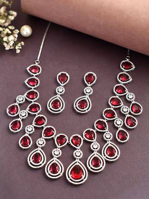 Silver-plated ad stone-studded handcrafted emerald jewellery set 2
