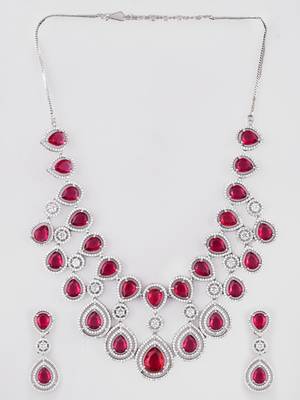 Silver-plated ad stone-studded handcrafted emerald jewellery set 3