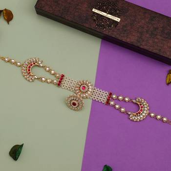 Rani color rajasthani borla kundan matha patti 2