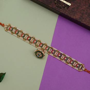 Maroon & green color rajasthani borla kundan matha patti 2