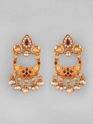 Gold-plated stone studded and beaded traditional jewellery set | goldplated jewelry set for women | festive jewelry set 5