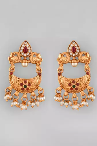Gold-plated stone studded and beaded traditional jewellery set | goldplated jewelry set for women | festive jewelry set