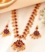 Gold-plated double sided red and green jewellery set for women and girls | necklace set for women traditional