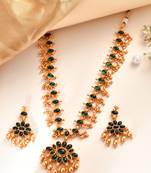 Gold-plated double sided red and green jewellery set for women and girls | necklace set for women traditional