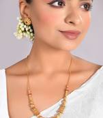 Gold-plated beaded ethnic jewellery set for women and girls | festive simple jewelry set |  minimal jewellery set women