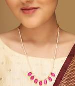 Gold-plated red kemp stones long necklace  for women and girls  | festive simple necklace |  minimal jewellery  women