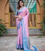BABY PINK BEAUTIFUL DESIGNER KUBERAPATTU SILK SAREE