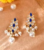 Gold-plated blue enamel simple stud earrings copper for women & girls | traditional earrings women