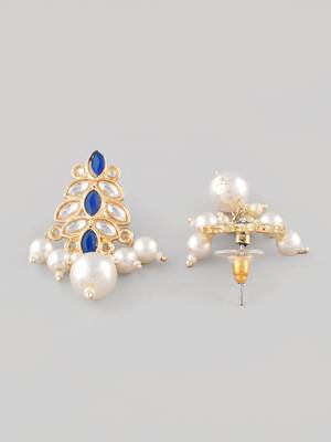 Gold-plated blue enamel simple stud earrings copper for women & girls | traditional earrings women 3