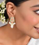 Gold-plated pink enamel simple stud earrings copper for women & girls | traditional earrings women