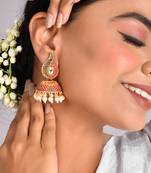 Gold-plated red classic jhumki earrings for women & girls | traditional earrings women| gold plated jhumkis festive