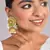 Luminous green stone studded big round jhumka earrings for women & girls | gold plated traditional jhumkis earrings