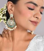 Gold-plated gorgeous green  meenakari peacock design earrings for women and girls|party look meenakari earrings