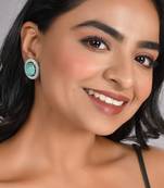 Silver-plated ad studded mint  contemporary stud earrings