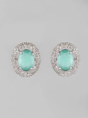 Silver-plated ad studded mint  contemporary stud earrings 3