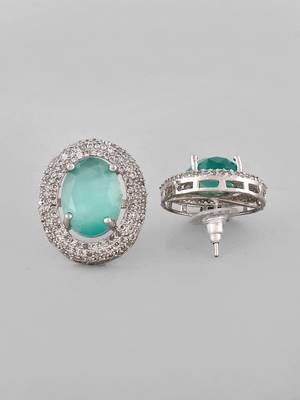 Silver-plated ad studded mint  contemporary stud earrings 4