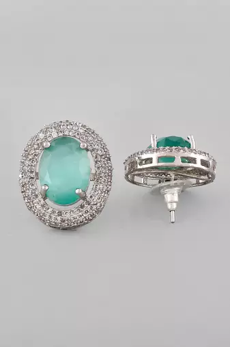 Silver-plated ad studded mint  contemporary stud earrings