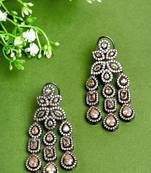 Orange zircon studded chandelier ad dangle earrings