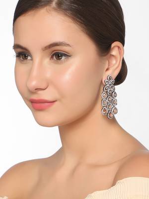 Orange zircon studded chandelier ad dangle earrings 2