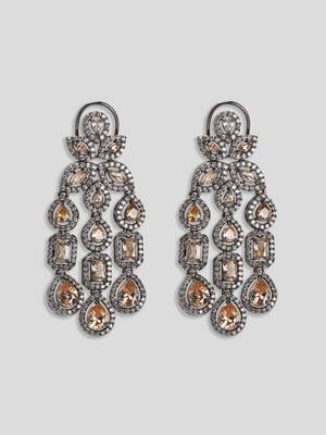 Orange zircon studded chandelier ad dangle earrings 3
