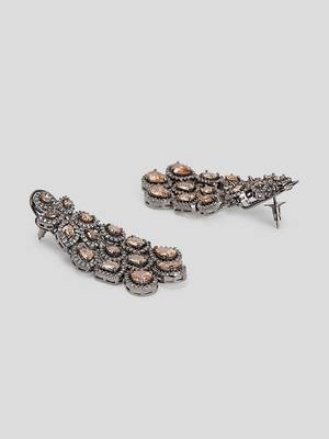 Orange zircon studded chandelier ad dangle earrings 4