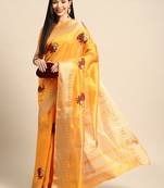 Riva enterprise women's assam cotton silk with thread and zari embroidery saree with blouse