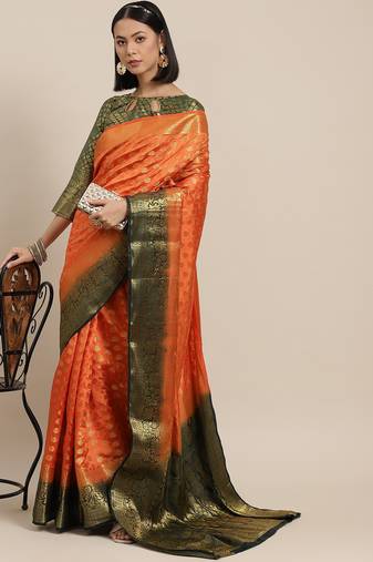 Riva enterprise women's banarasi cotton silk with zari weaving  party wear saree
