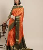 Riva enterprise women's banarasi cotton silk with zari weaving  party wear saree