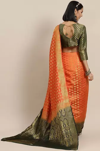 Riva enterprise women's banarasi cotton silk with zari weaving  party wear saree