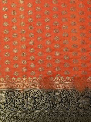 Riva enterprise women's banarasi cotton silk with zari weaving  party wear saree 4