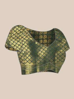 Riva enterprise women's banarasi cotton silk with zari weaving  party wear saree 5