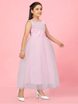 Aarika girls pink colour net gown 2