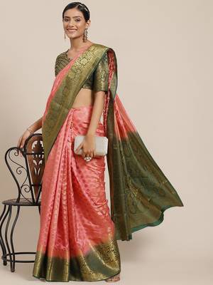 Riva enterprise women's banarasi cotton silk with zari weaving  party wear saree 1