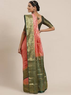 Riva enterprise women's banarasi cotton silk with zari weaving  party wear saree 2