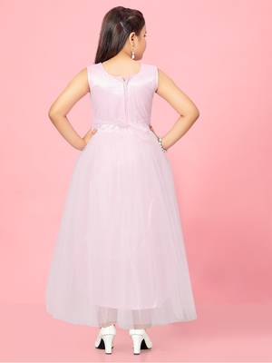 Aarika girls pink colour net gown 4