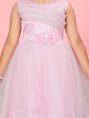 Aarika girls pink colour net gown 5