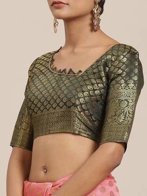 Riva enterprise women's banarasi cotton silk with zari weaving  party wear saree 5