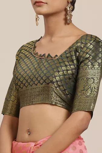 Riva enterprise women's banarasi cotton silk with zari weaving  party wear saree