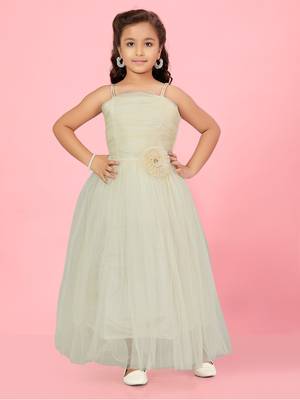 Aarika girls cream colour net gown 1