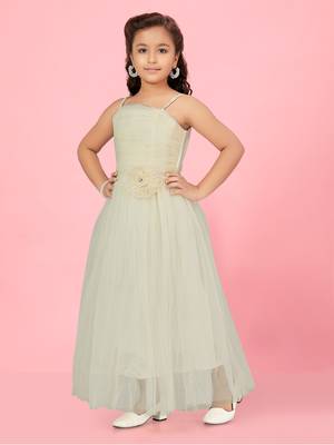 Aarika girls cream colour net gown 2