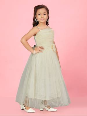 Aarika girls cream colour net gown 3