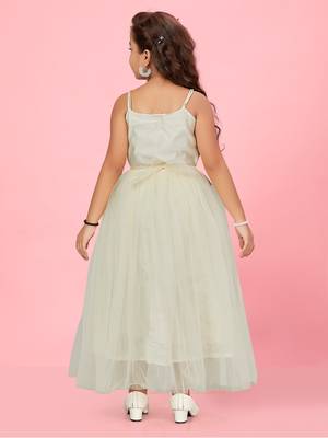 Aarika girls cream colour net gown 4