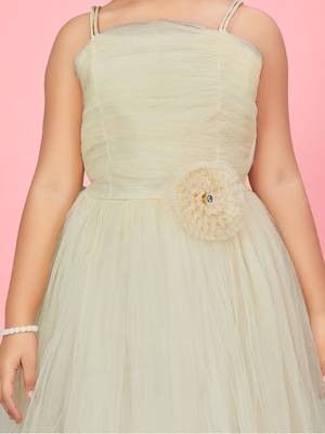 Aarika girls cream colour net gown 5