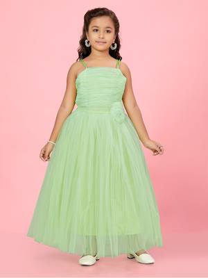 Aarika girls green colour net gown 1